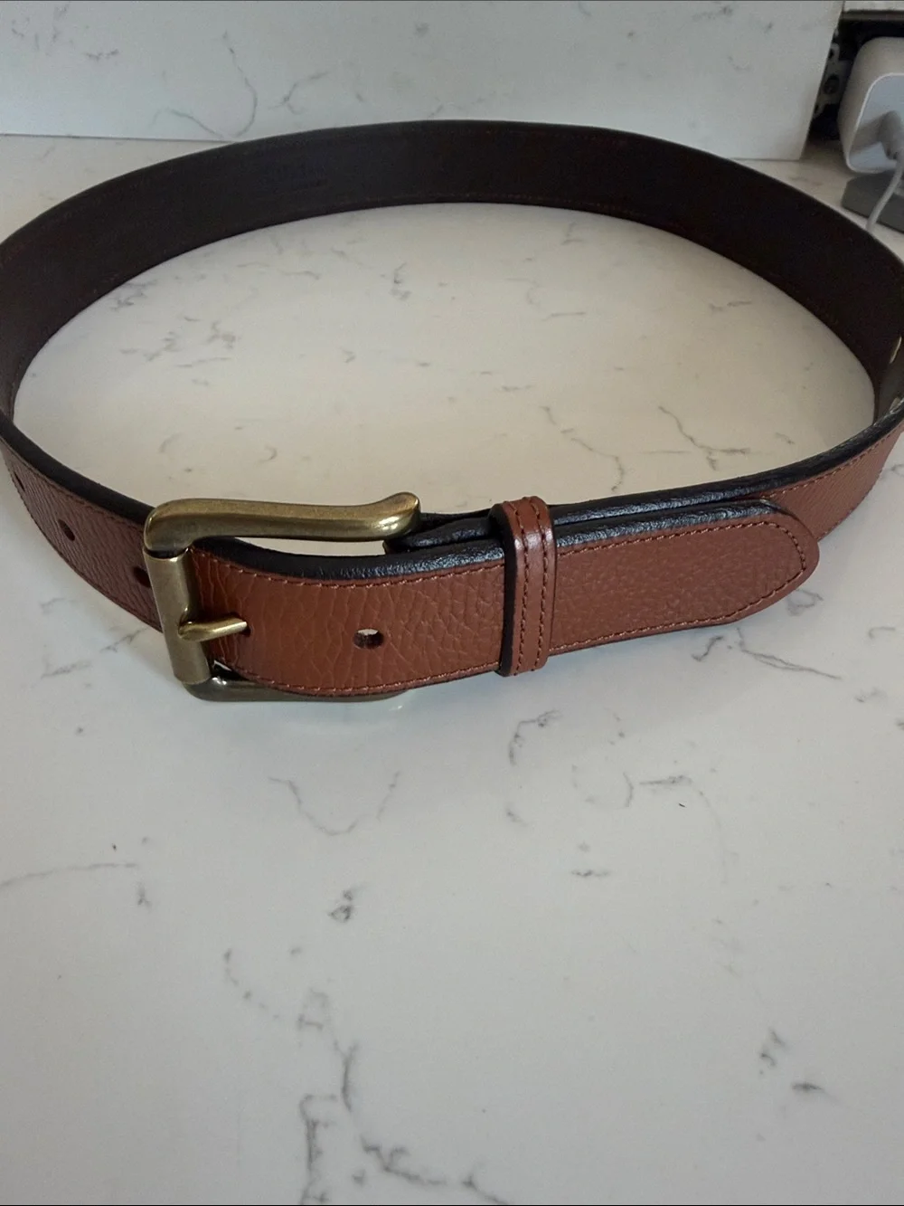Vintage Polo by Ralph Lauren Brown Leather Belt with Brass Plaque